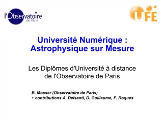 Universit Num rique : Astrophysique sur Mesure - slide 1
