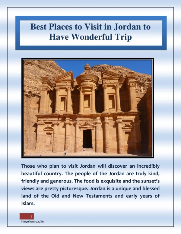 Best Places to Visit in Jordan to Have Wonderful Trip