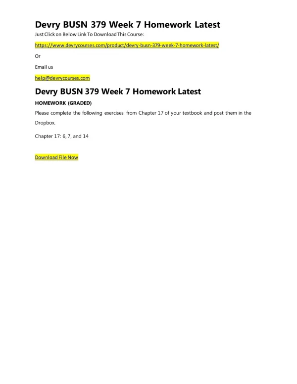 Devry BUSN 379 Week 7 Homework Latest