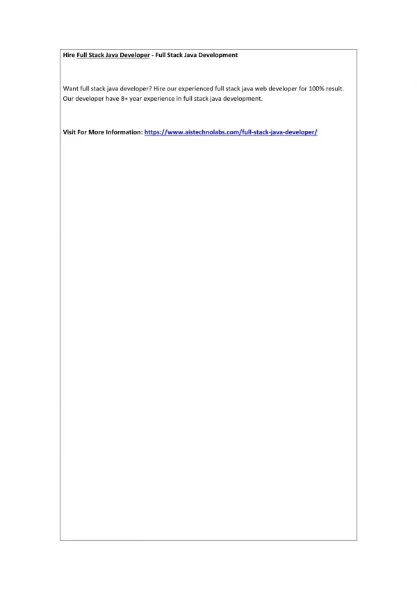 Hire Full Stack Java Developer - Full Stack Java Development