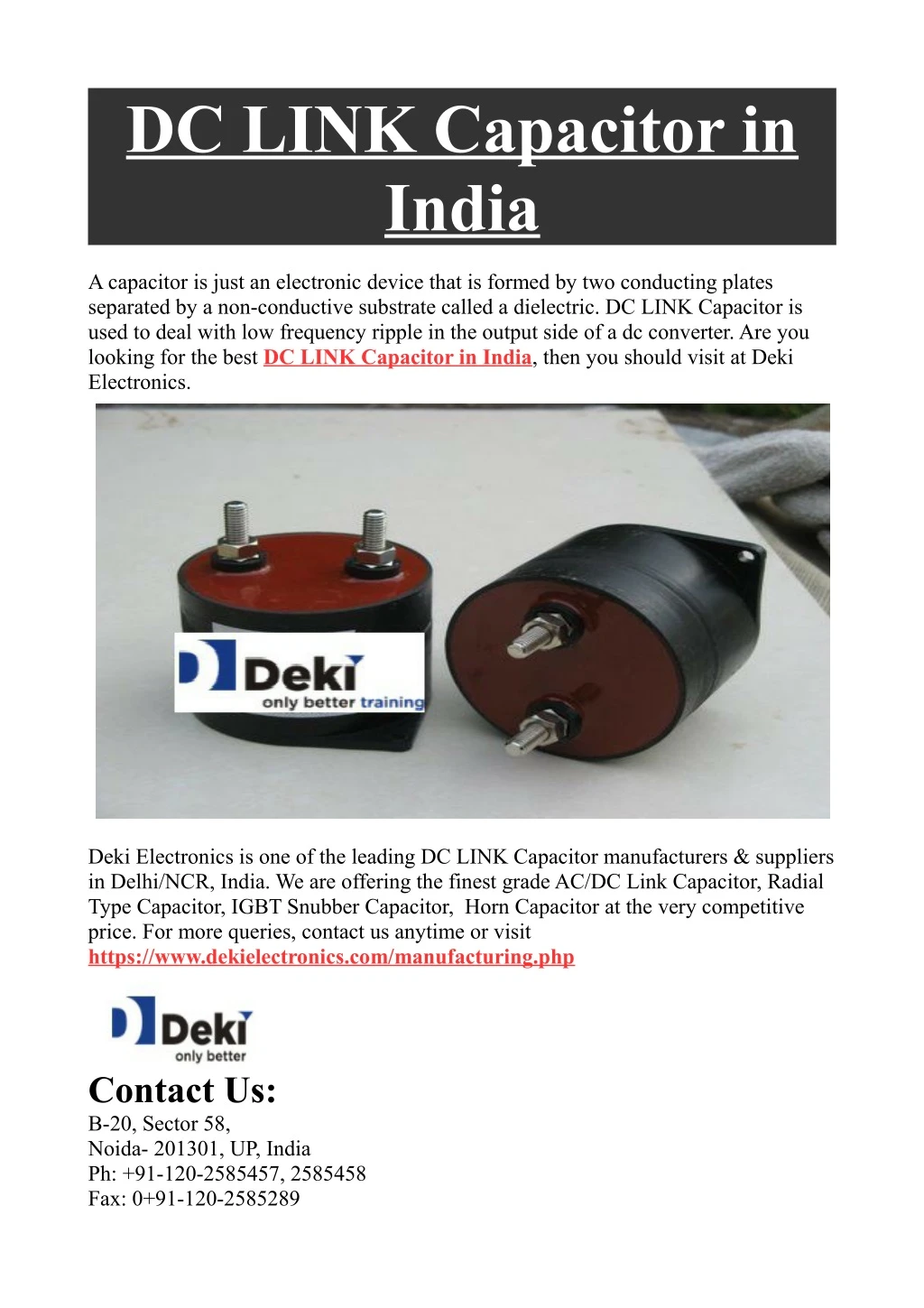 dc link capacitor in india