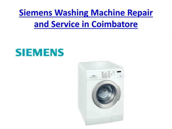 Siemens Washing Machine Repair and Service in Coimbatore