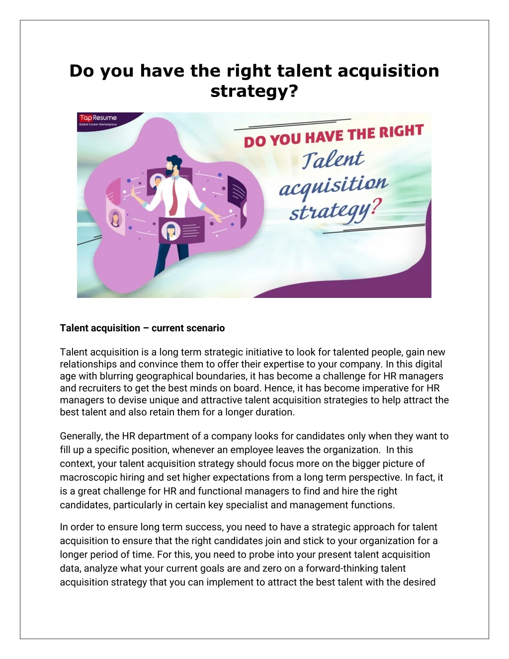 do you have the right talent acquisition strategy
