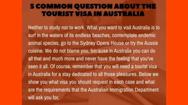 5 Common question about the tourist visa in Australia