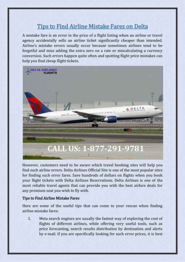Tips to Find Airline Mistake Fares on Delta