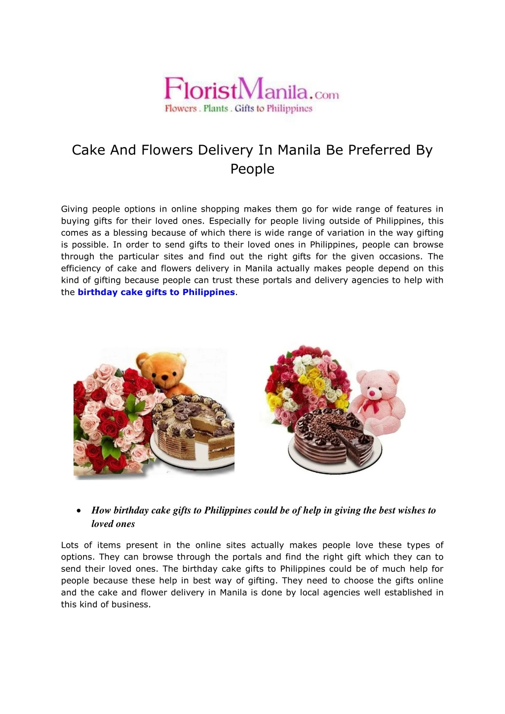 cake and flowers delivery in manila be preferred