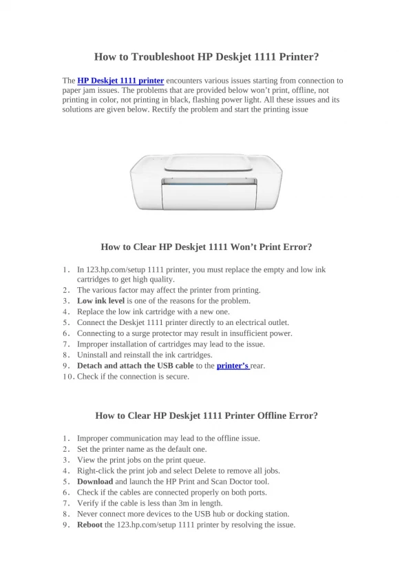 Find the Perfect HP Deskjet 1111 printer setup Guide