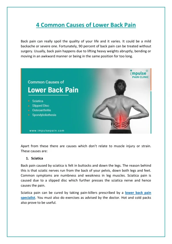 Common Causes of Lower Back Pain