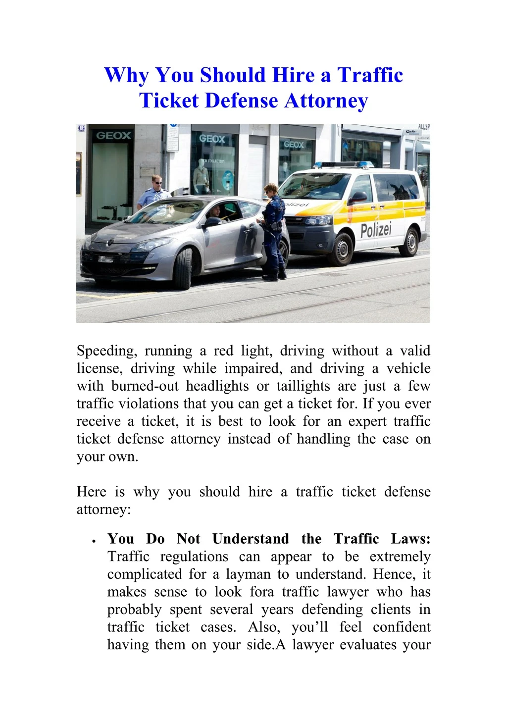 why you should hire a traffic ticket defense