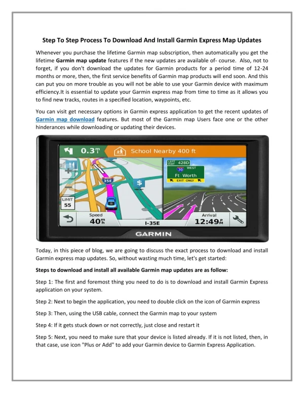 Step To Step Process To Download And Install Garmin Express Map Updates