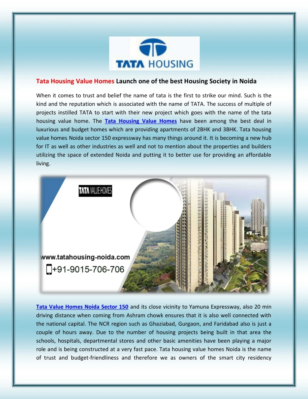 tata housing value homes launch one of the best