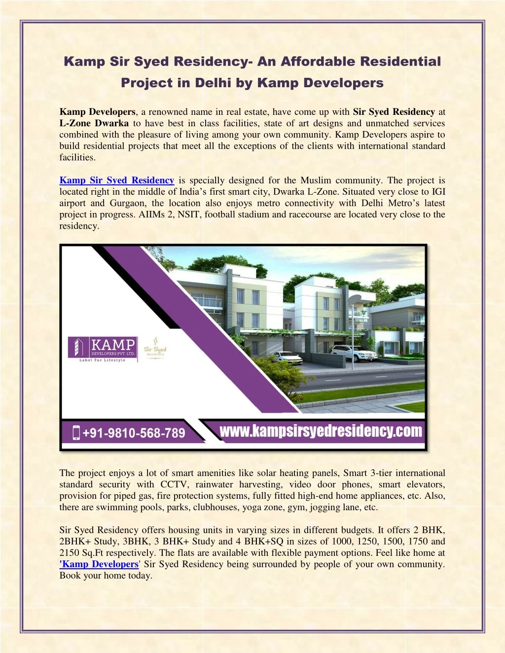 kamp sir syed residency an affordable residential