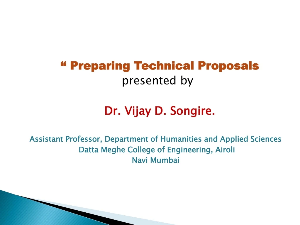 preparing technical proposals presented