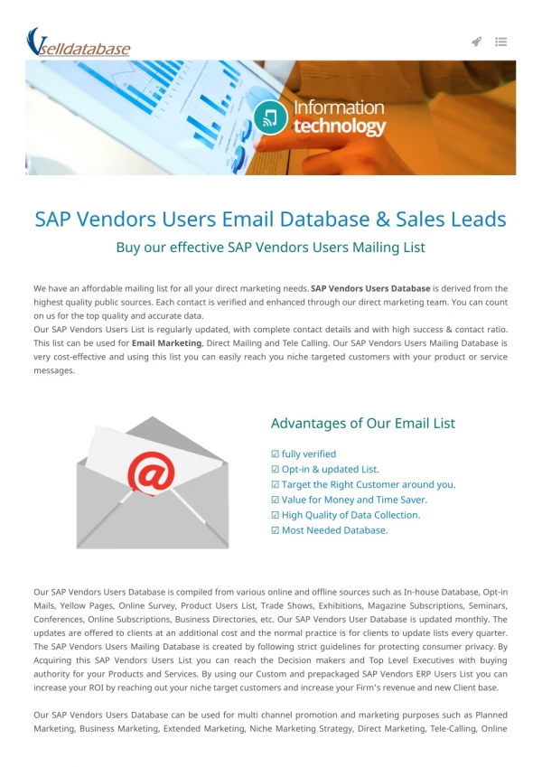 SAP Vendors User Database- Vselldatabase