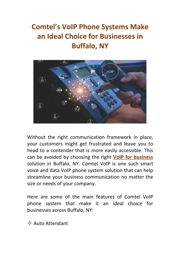 Comtel’s VoIP Phone Systems Make an Ideal Choice for Businesses in Buffalo, NY