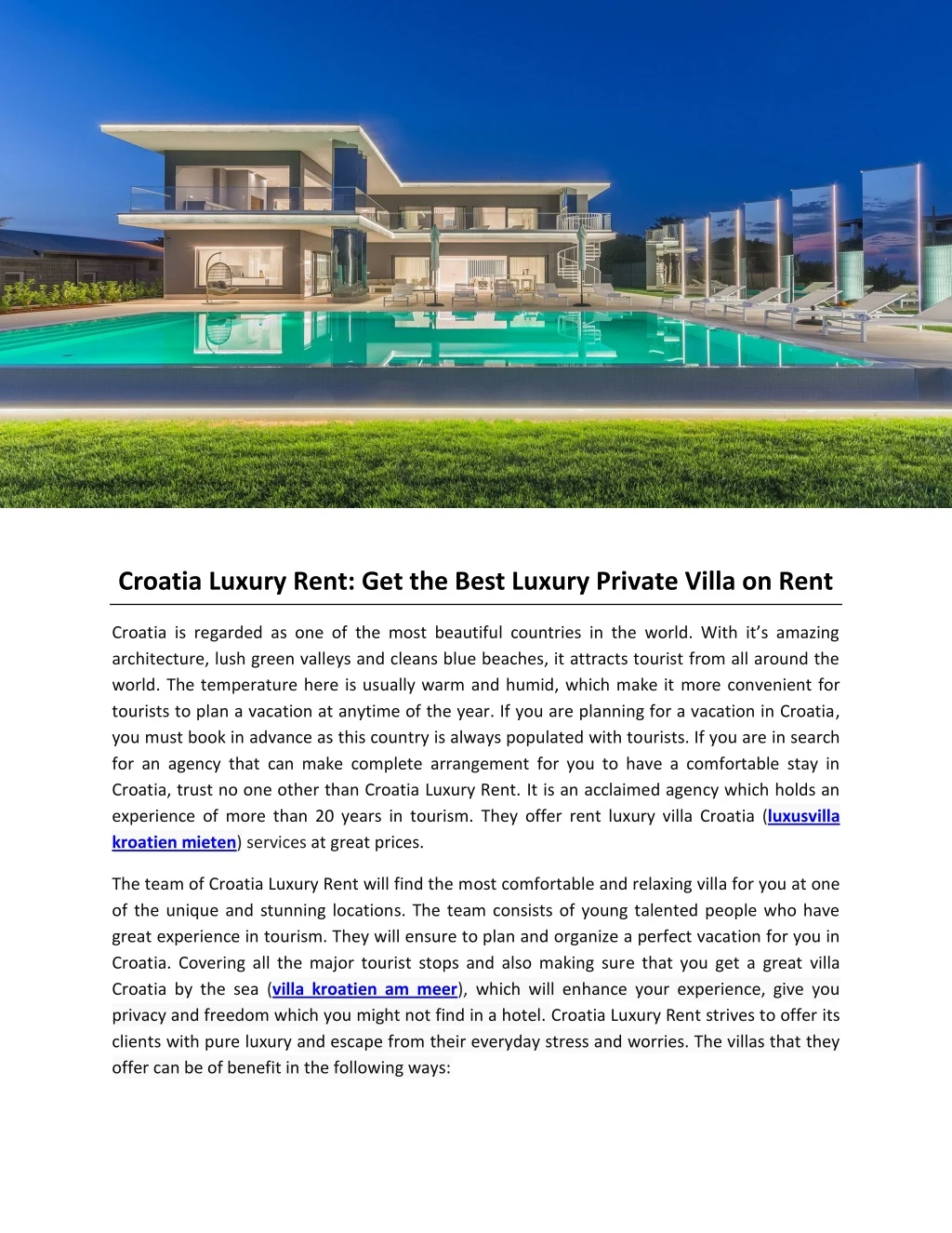 croatia luxury rent get the best luxury private
