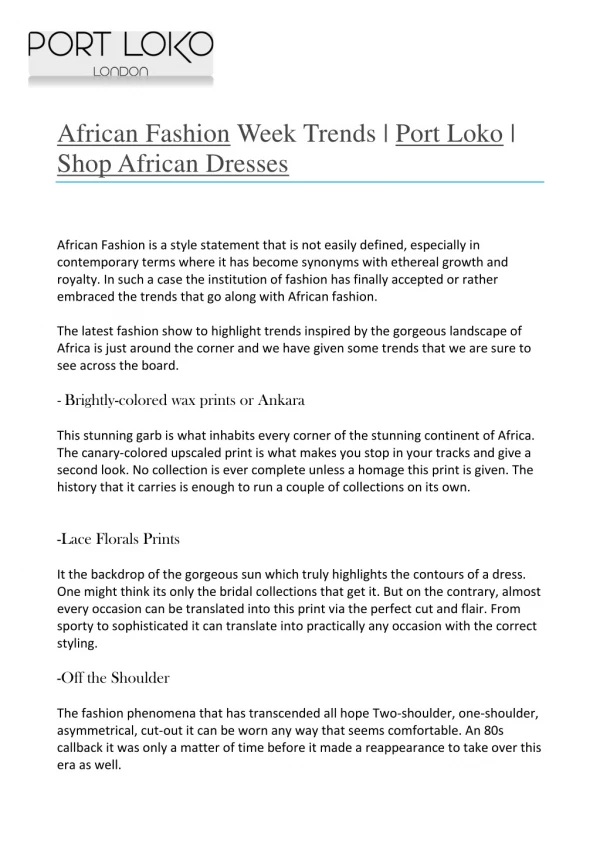 African Fashion Week Trends - Port Loko - Shop African Dresses-converted