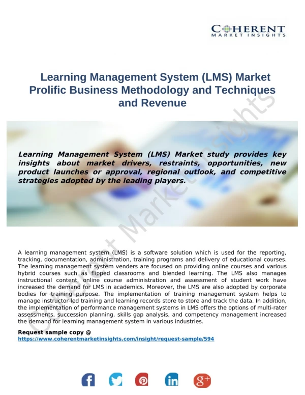 Learning Management System Market Research Objectives, Market Scope, Trends Analysis, 2018-2026