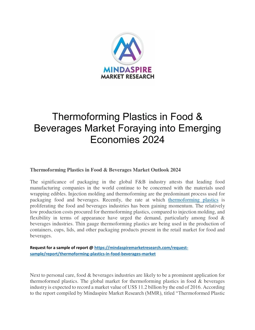 thermoforming plastics in food beverages market