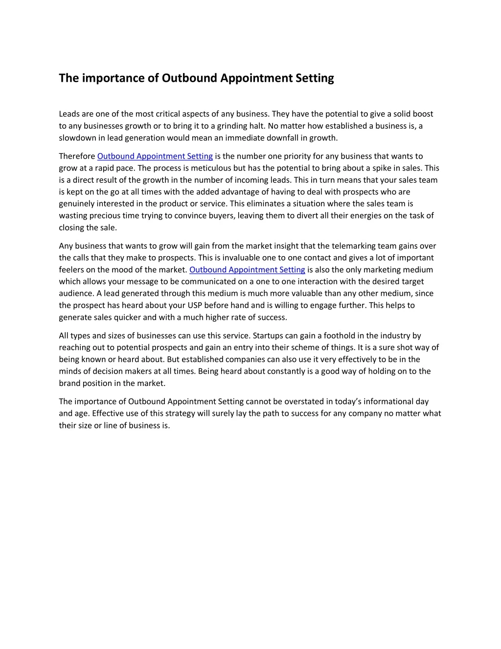 the importance of outbound appointment setting