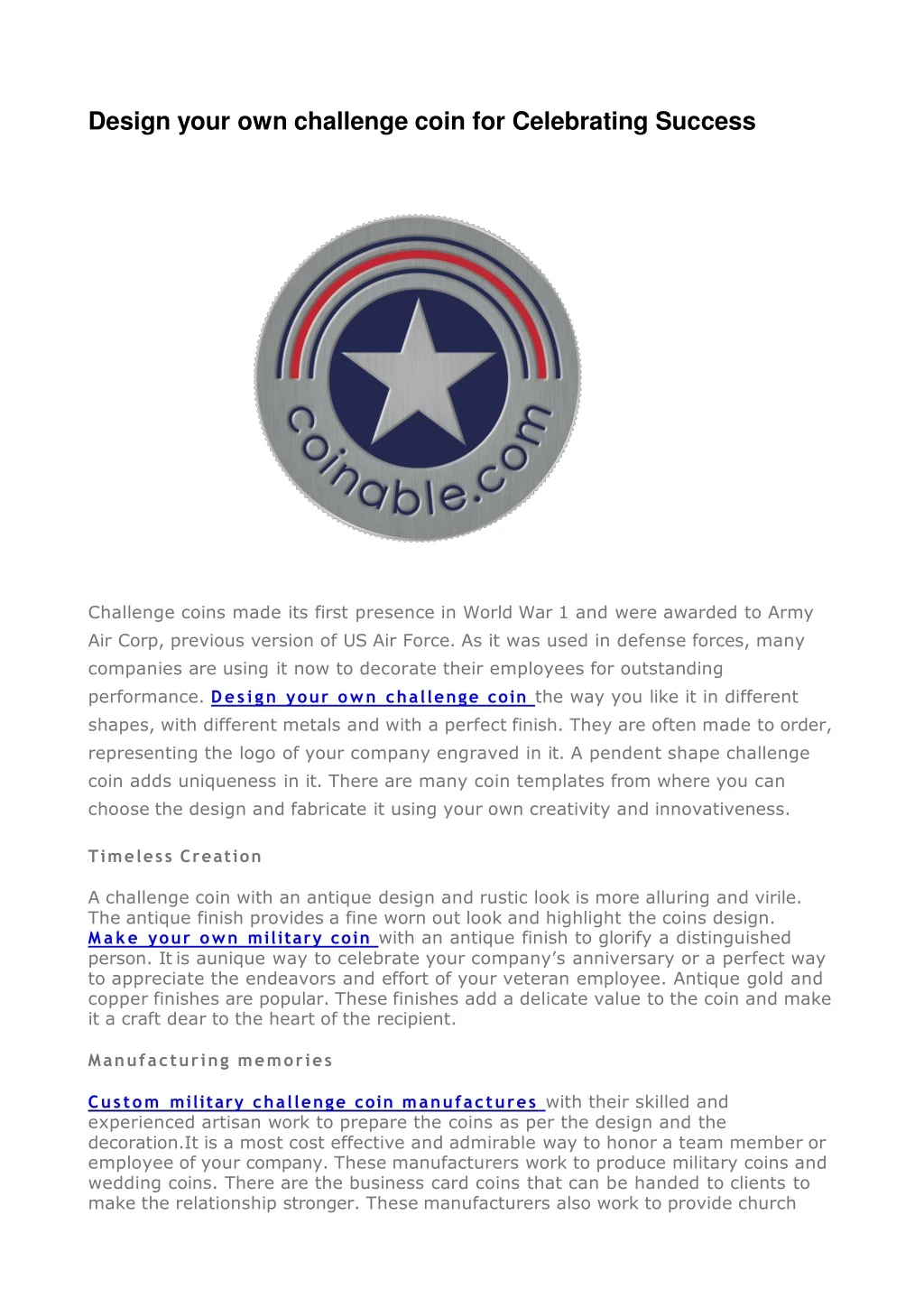design your own challenge coin for celebrating