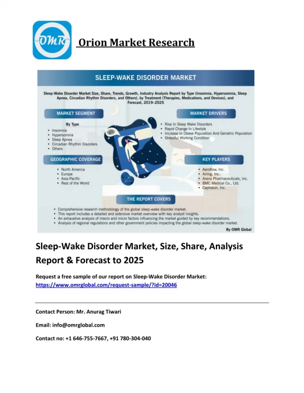 Sleep-Wake Disorder Market: Industry Size, Growth and Forecast 2019-2025