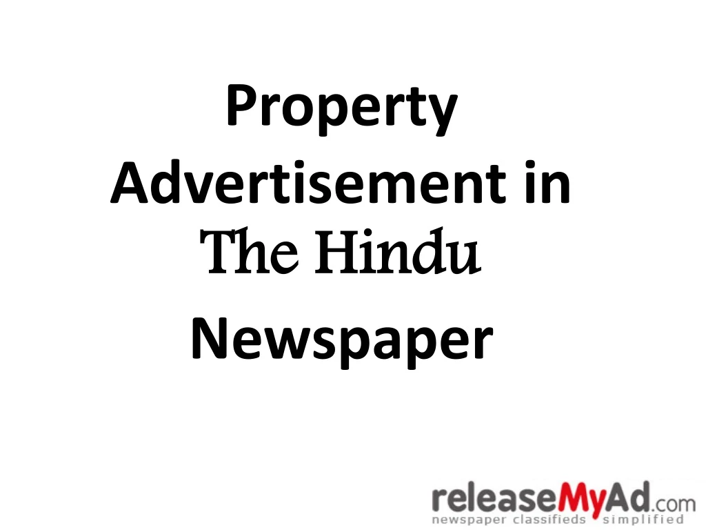 property advertisement in the hindu newspaper