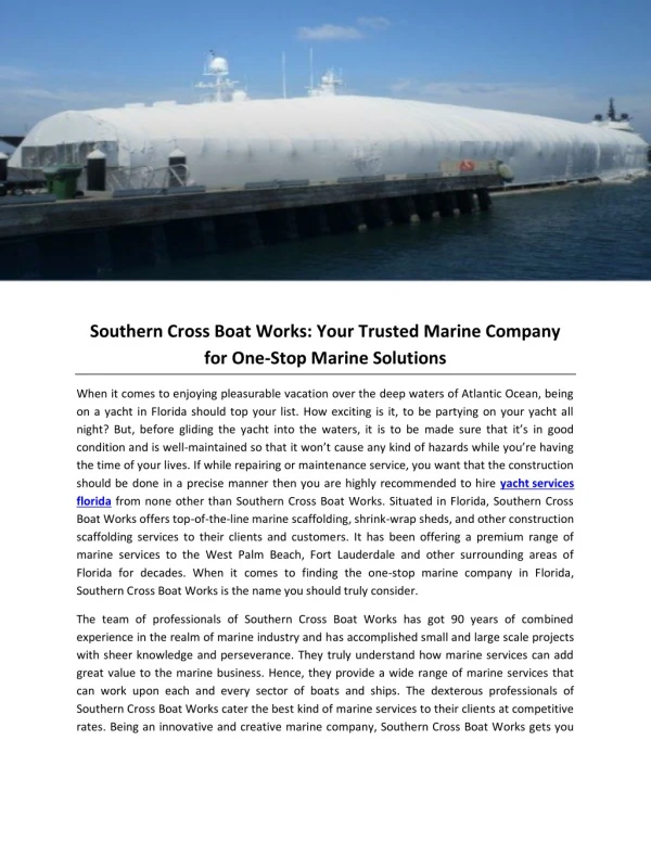 Southern Cross Boat Works: Your Trusted Marine Company for One-Stop Marine Solutions