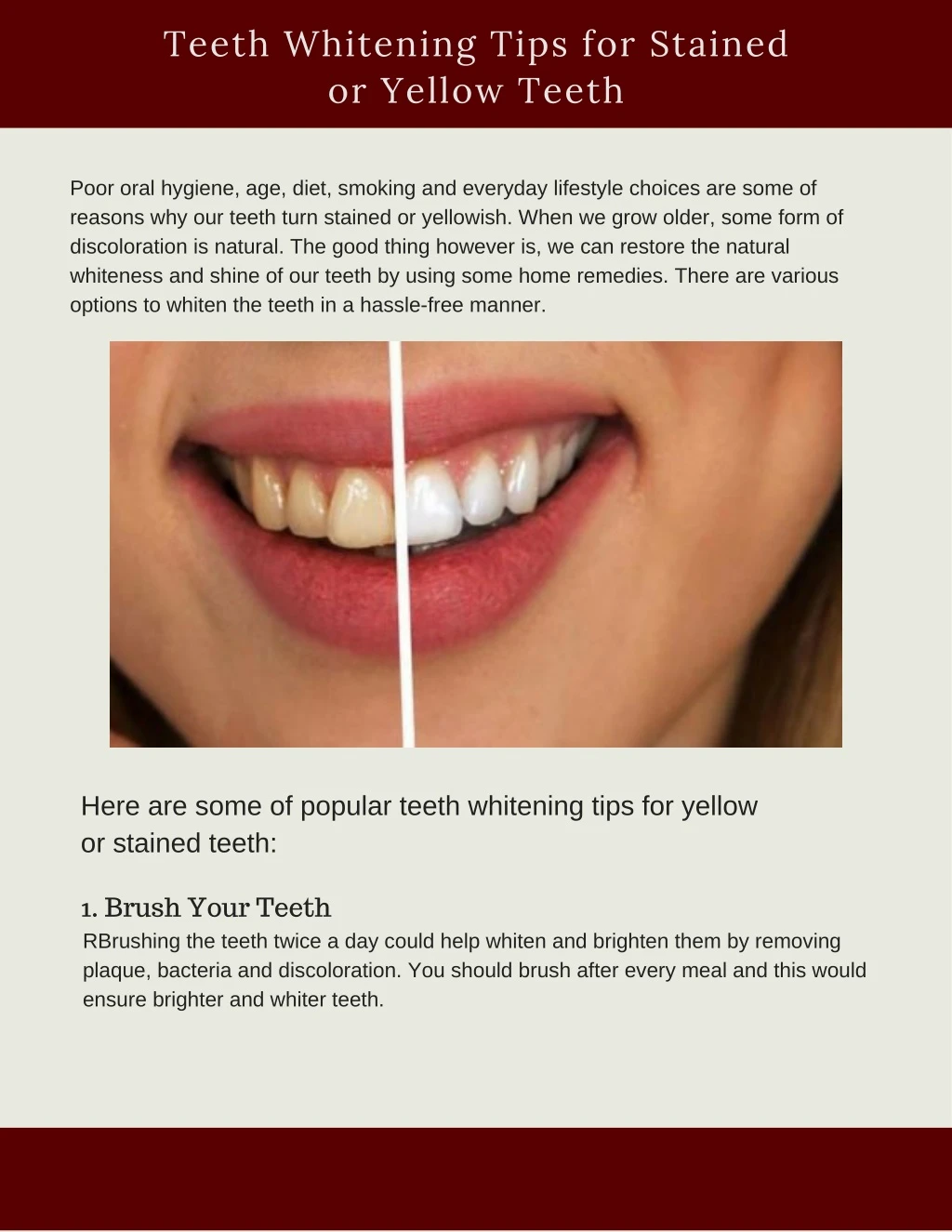 teeth whitening tips for stained or yellow teeth