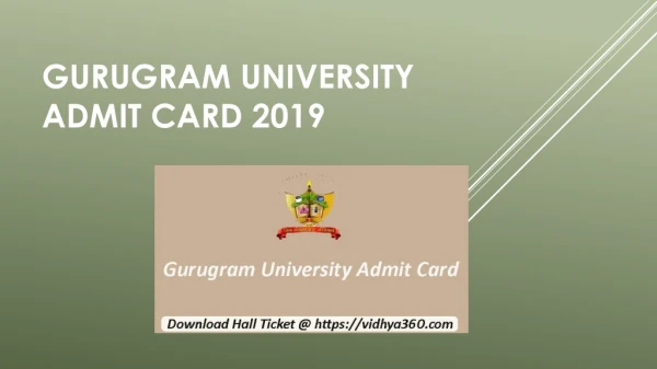 Gurugram University Admit Card 2019 For 39 Non-Teaching Examination