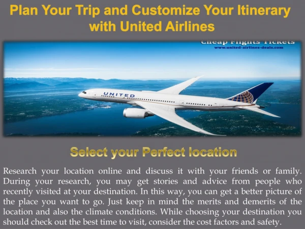 Plan Your Trip and Customize Your Itinerary with United Airlines