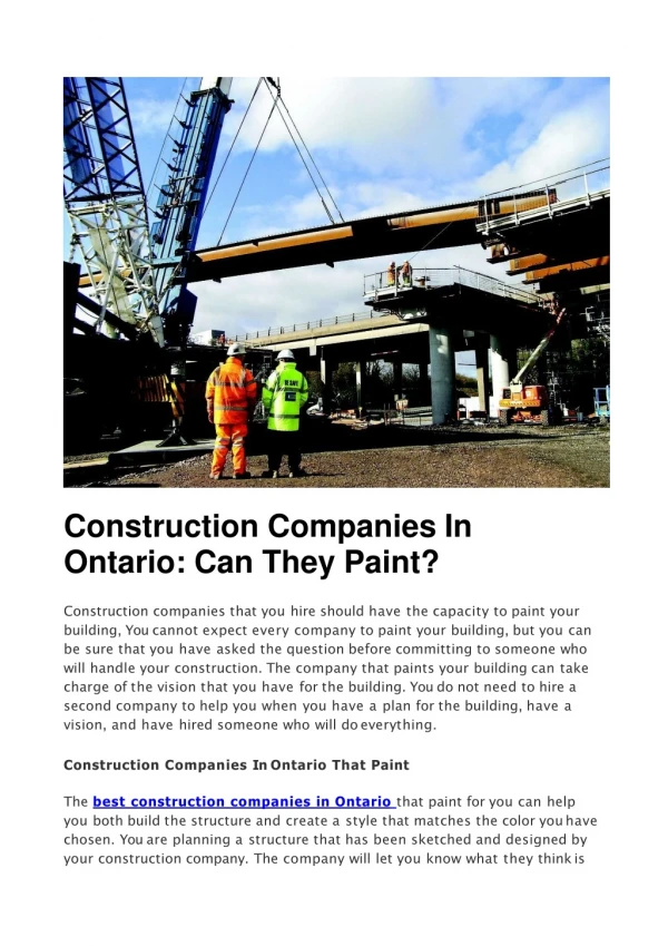 How to Construction Companies in Ontario Paints Your Building?