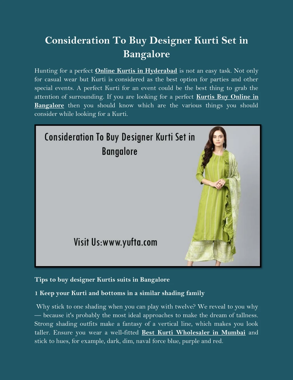consideration to buy designer kurti