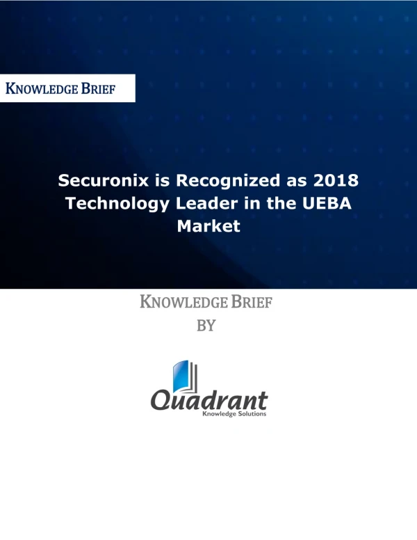 Securonix is Recognized as 2018 Technology Leader in the UEBA Market