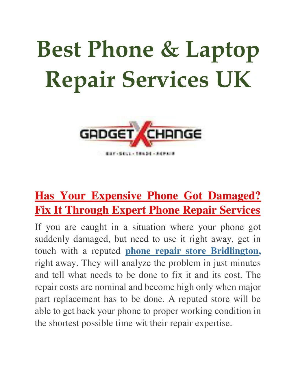 best phone laptop repair services uk