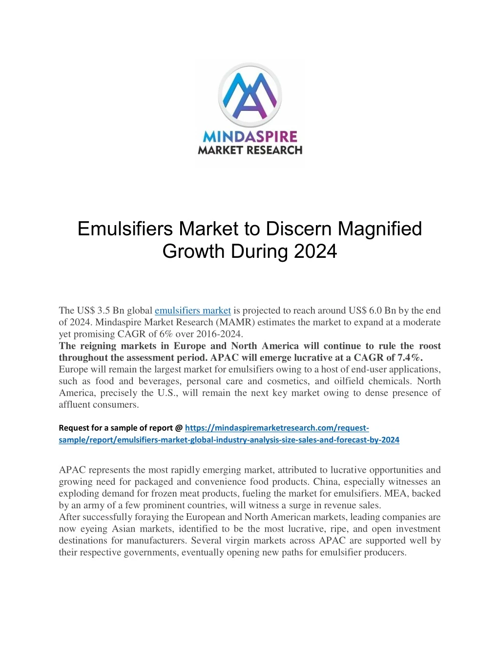 emulsifiers market to discern magnified growth