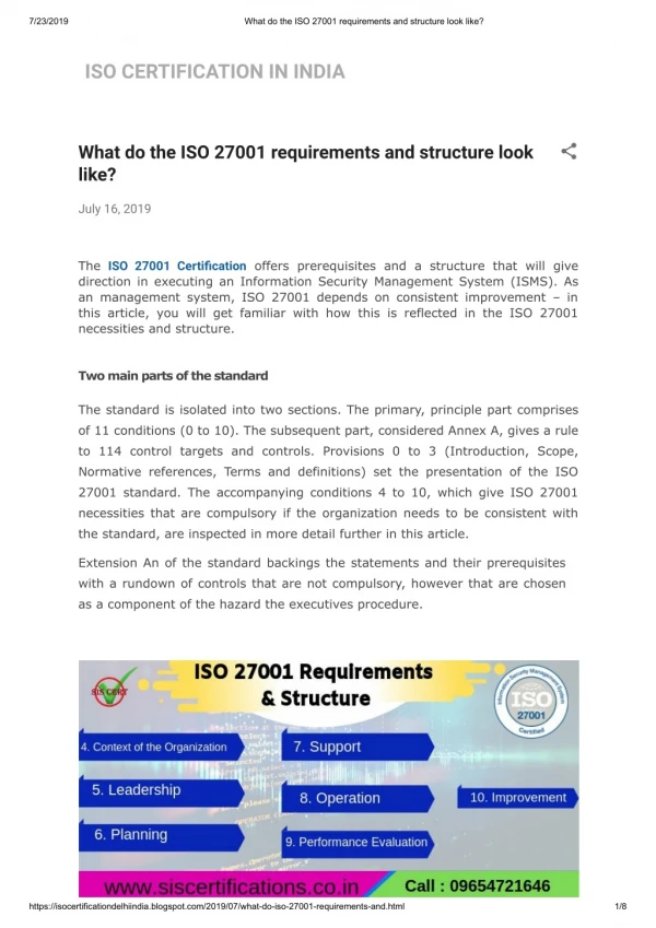 What do ISO 27001 Certification requirements and structure look like?