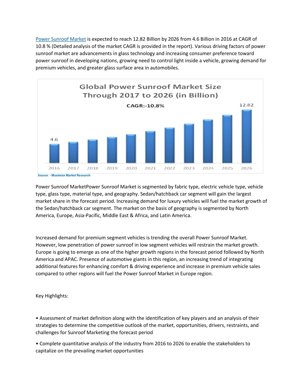 power sunroof market is expected to reach