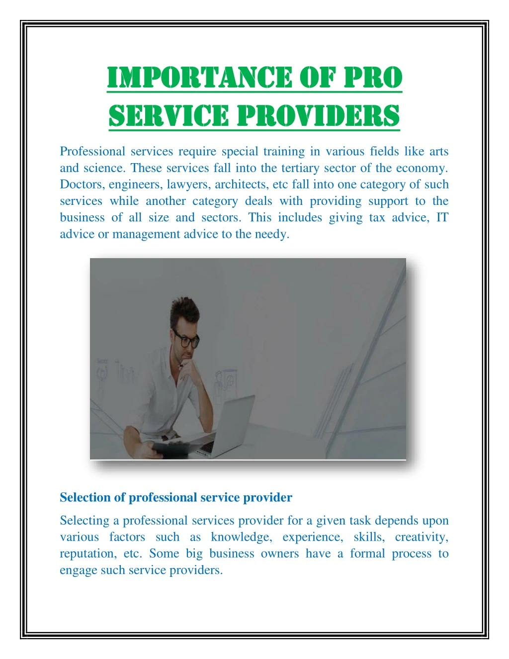 importance of pro importance of pro service