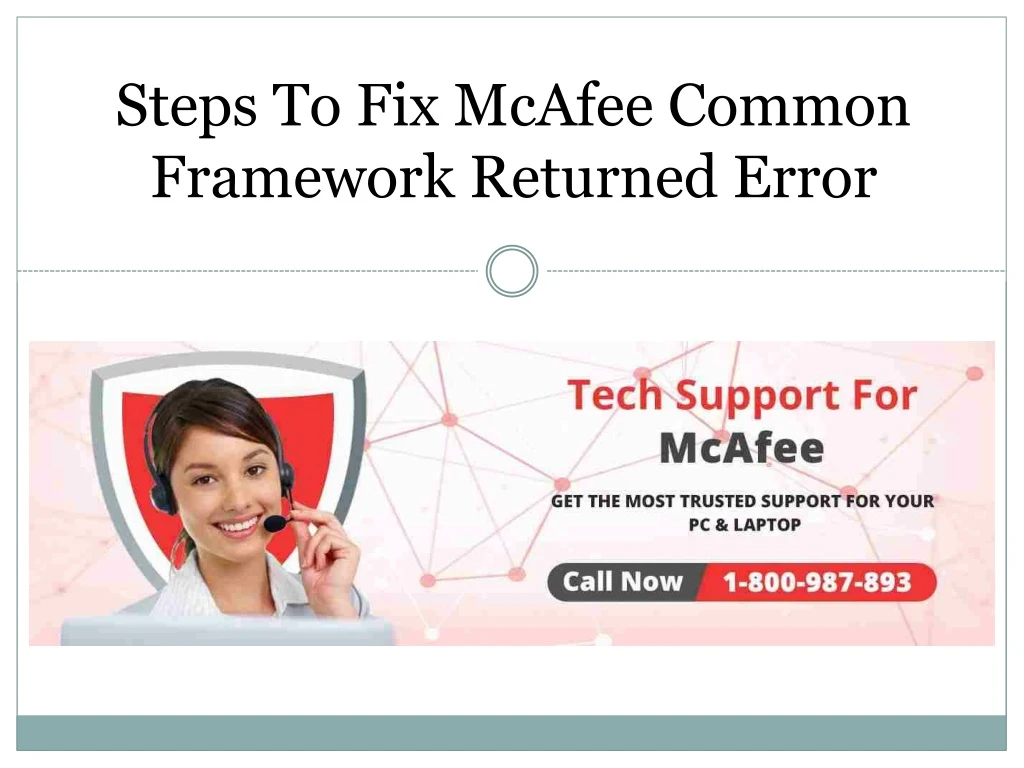 steps to fix mcafee common framework returned error