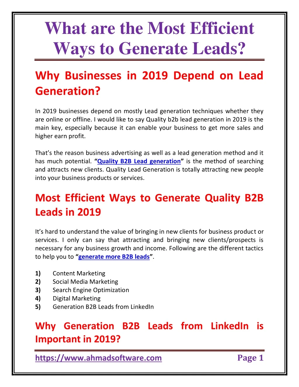 what are the most efficient ways to generate leads