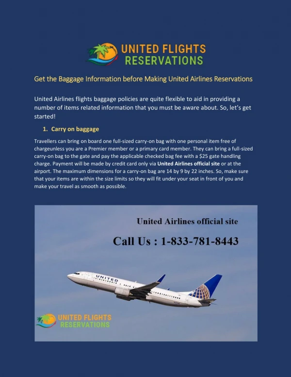 Get the Baggage Information before Making United Airlines Reservations