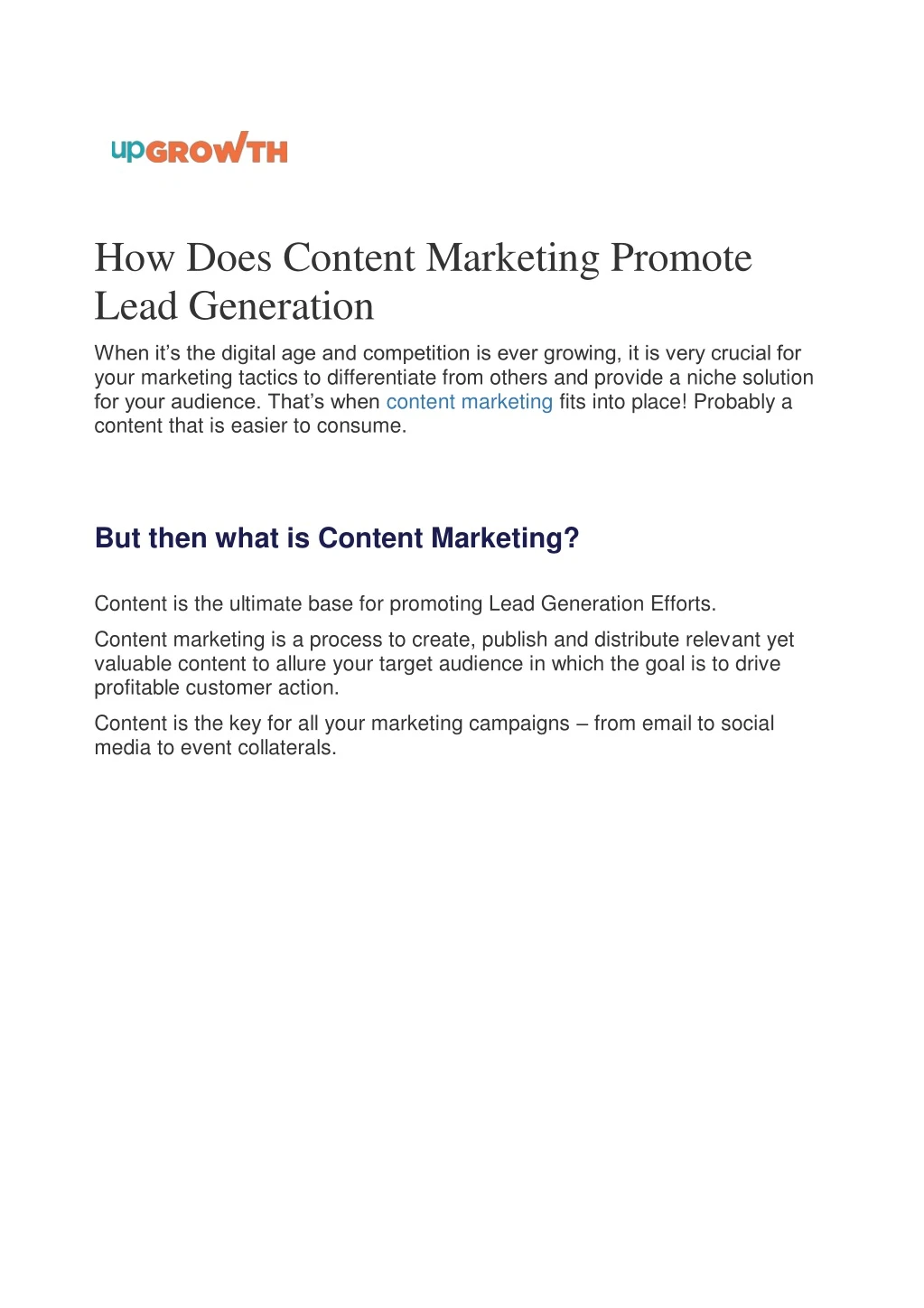 how does content marketing promote lead generation