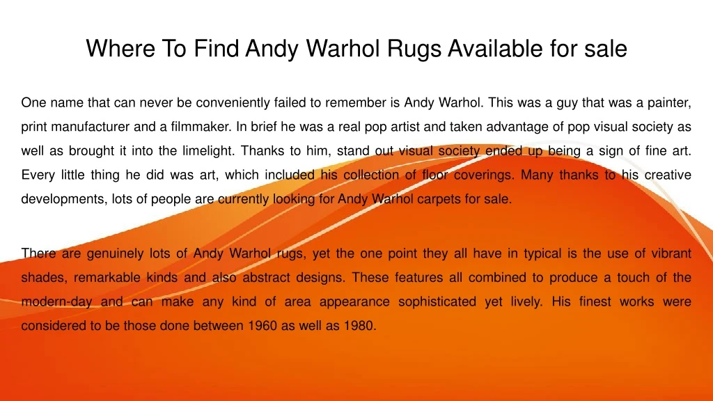 where to find andy warhol rugs available for sale