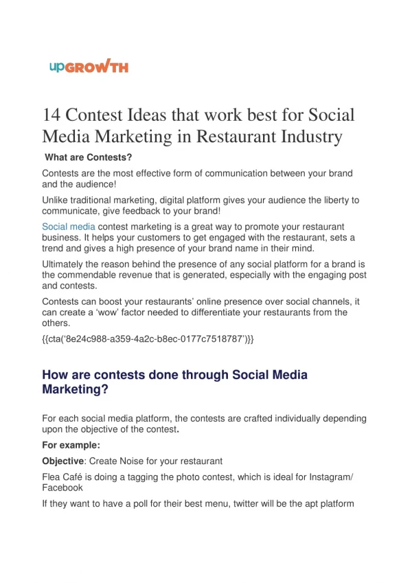 14 Contest Ideas that work best for Social Media Marketing in Restaurant Industry