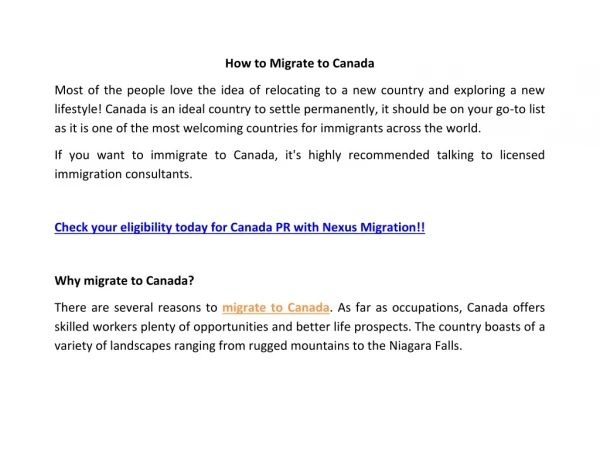 How to Apply for Canada Visa | Migrate to Canada