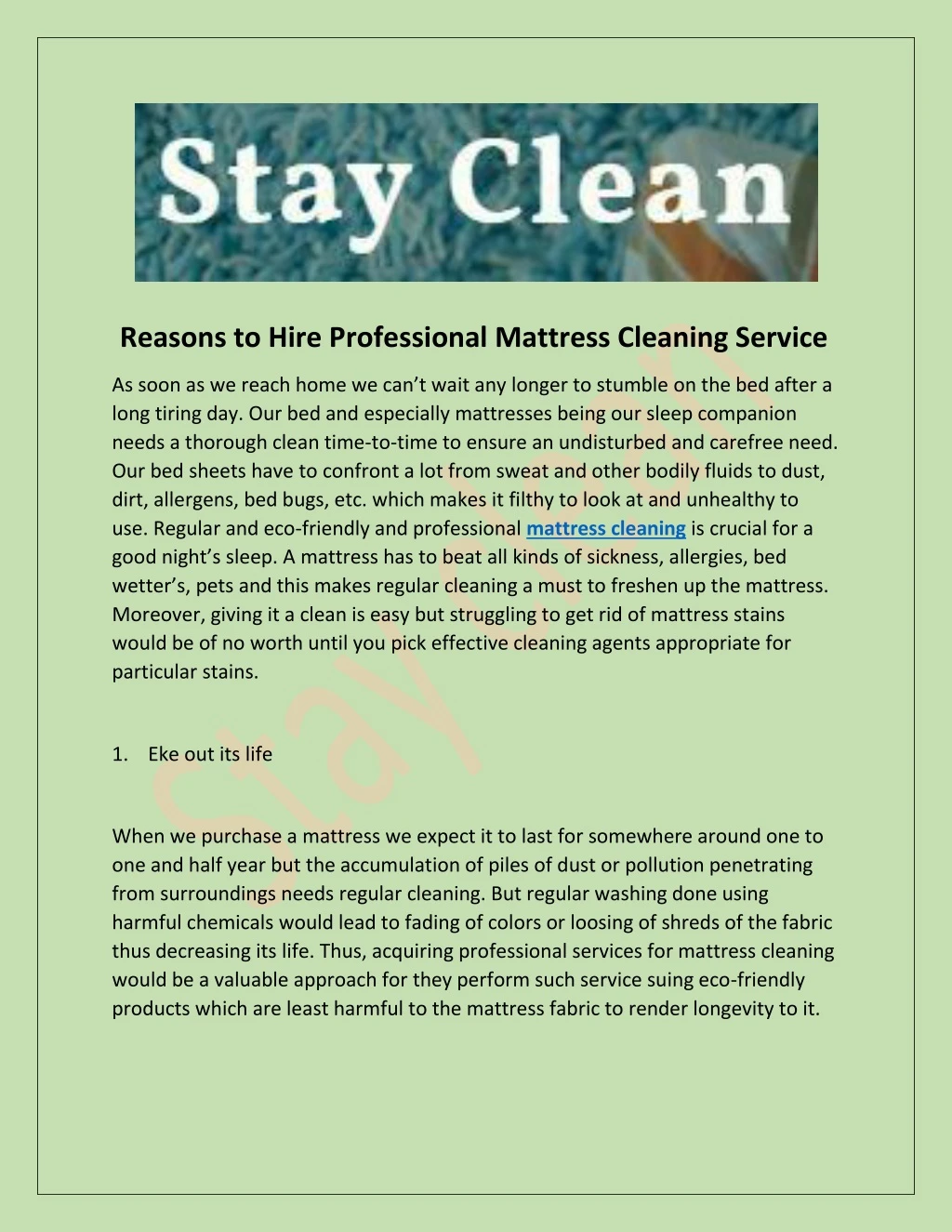 reasons to hire professional mattress cleaning