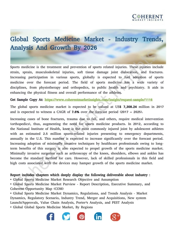 Global Sports Medicine Market - Industry Trends, Analysis And Growth By 2026