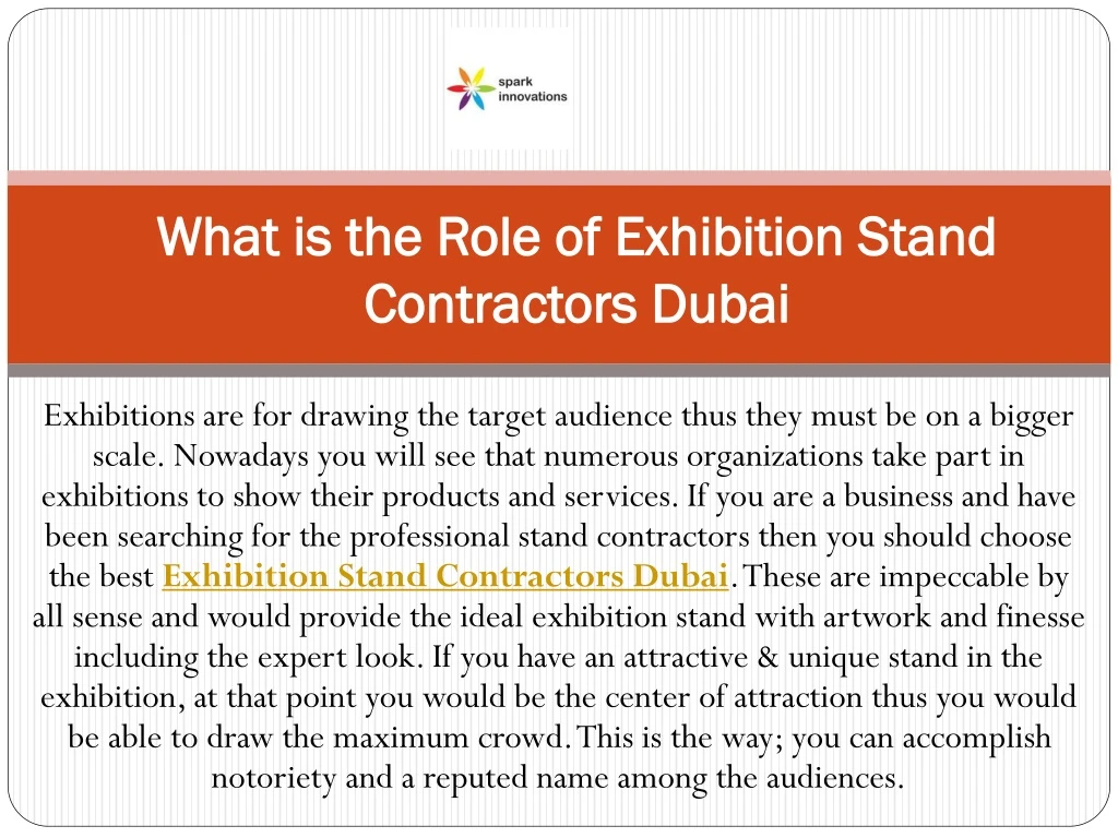 what is the role of exhibition stand contractors dubai