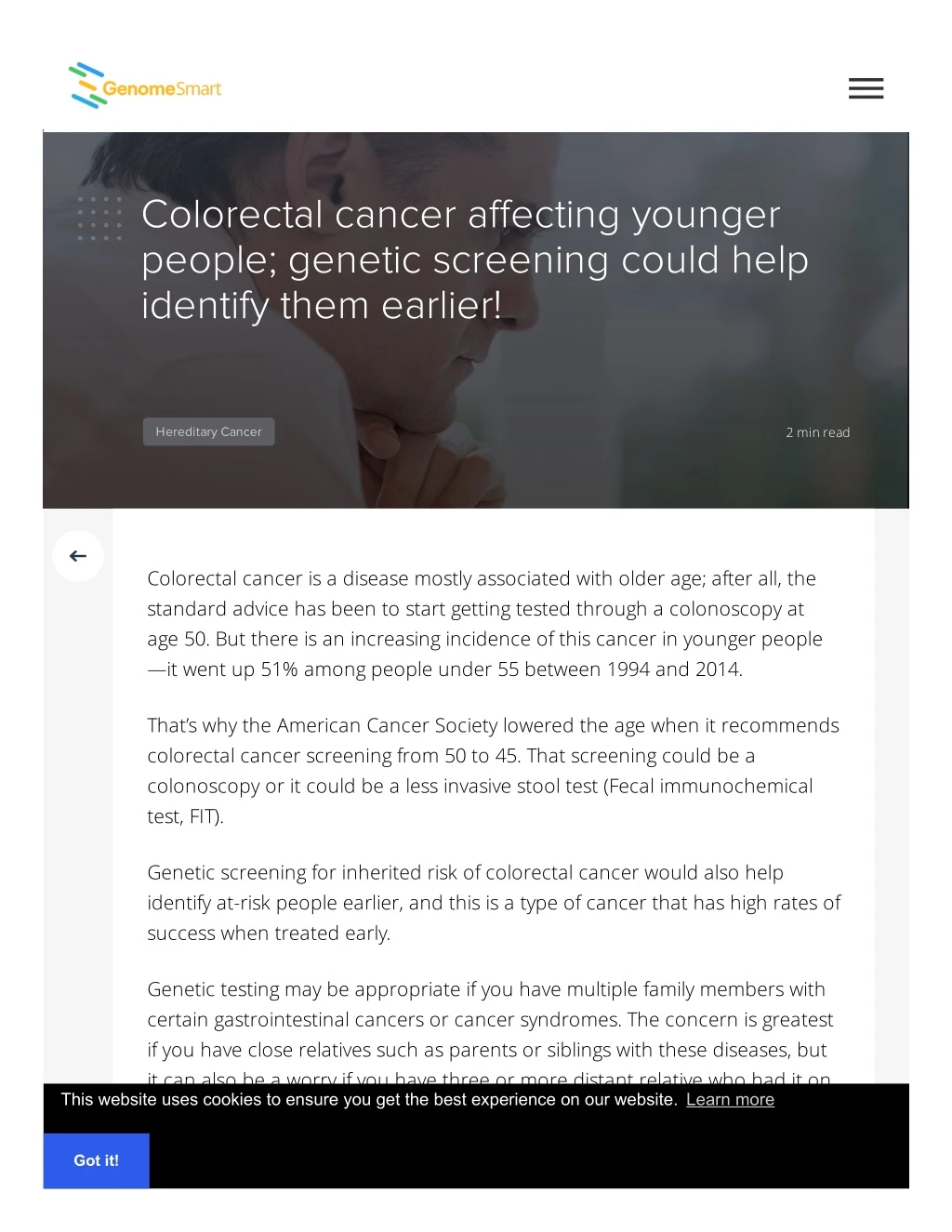 colorectal cancer affecting younger people